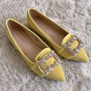 Vici Yellow Embellished Flats